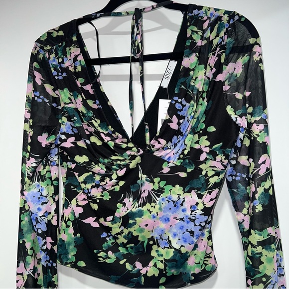 Floral Print Mesh Sleeve - Picture 4 of 5